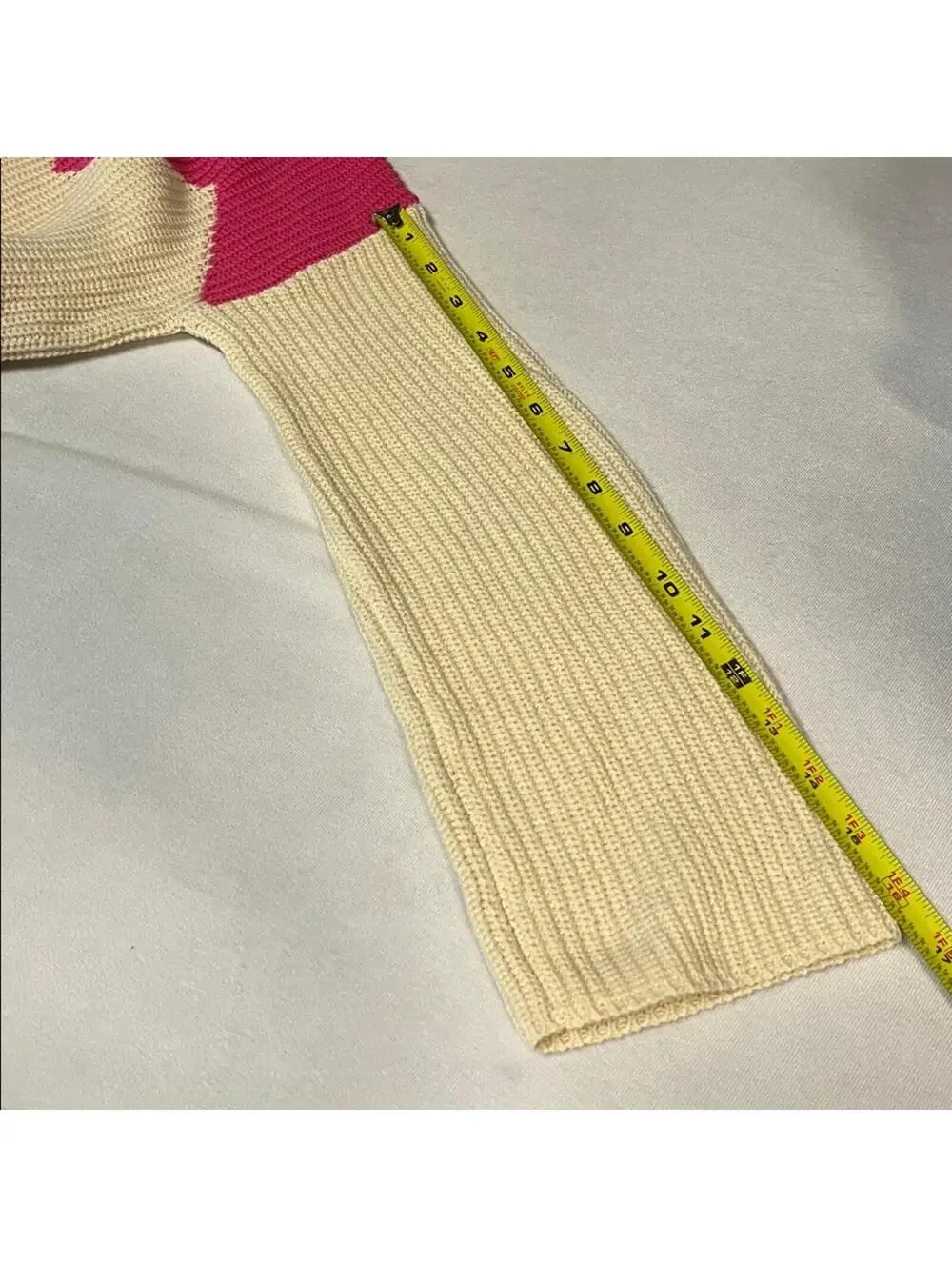 The Reeds x J.Crew Mock Neck Colorblock Sweater XXS Pink Cream Rib Knit